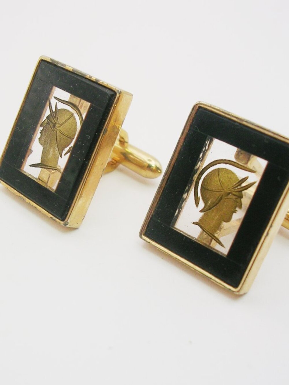 Vintage Swank Cuff Links Spartan Warrior Knight Formal Wear Shirt Accessory